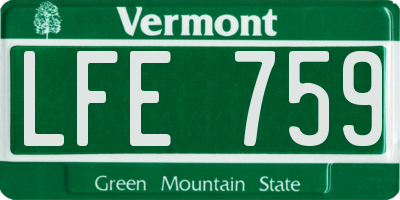 VT license plate LFE759
