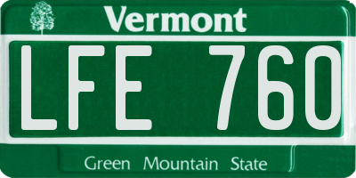 VT license plate LFE760
