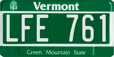 VT license plate LFE761