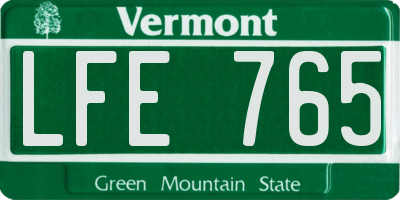 VT license plate LFE765