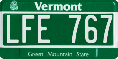 VT license plate LFE767