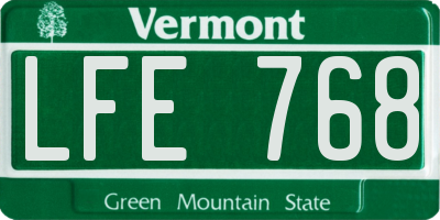 VT license plate LFE768