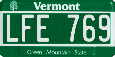 VT license plate LFE769