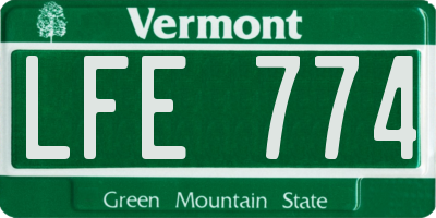 VT license plate LFE774