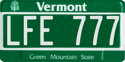 VT license plate LFE777