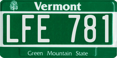 VT license plate LFE781