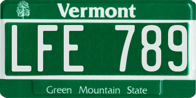 VT license plate LFE789