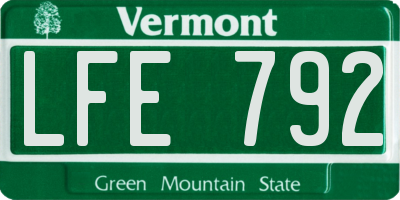 VT license plate LFE792