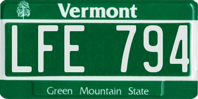 VT license plate LFE794