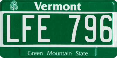 VT license plate LFE796