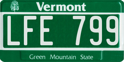 VT license plate LFE799