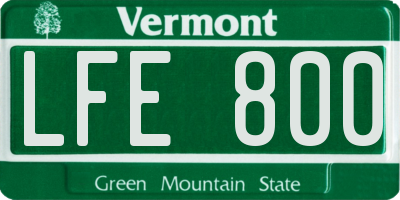 VT license plate LFE800