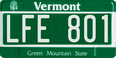 VT license plate LFE801