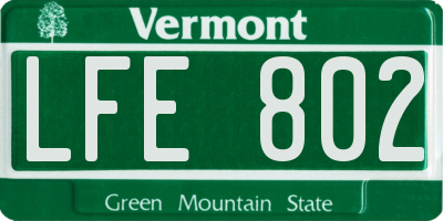 VT license plate LFE802