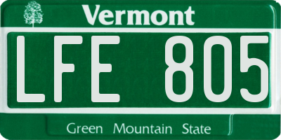 VT license plate LFE805