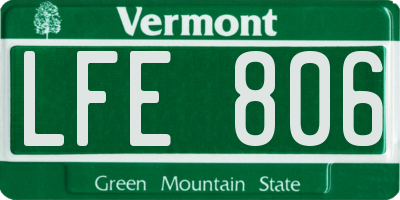 VT license plate LFE806