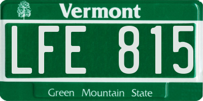 VT license plate LFE815