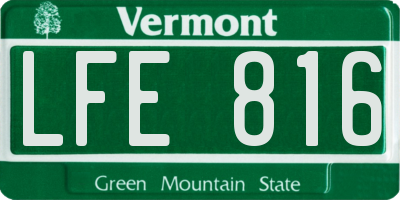 VT license plate LFE816