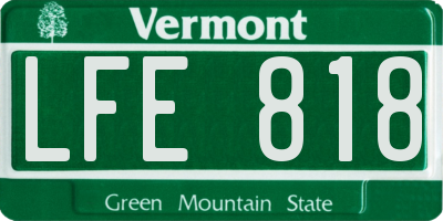 VT license plate LFE818