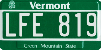 VT license plate LFE819