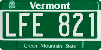 VT license plate LFE821