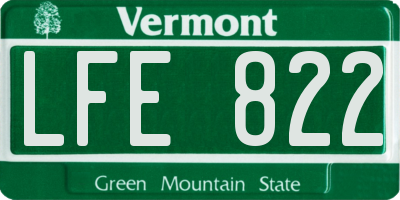 VT license plate LFE822