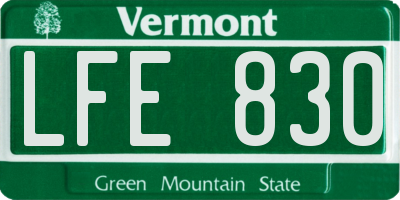 VT license plate LFE830