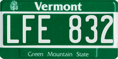 VT license plate LFE832