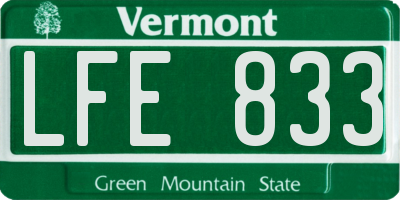 VT license plate LFE833