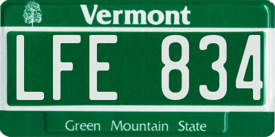 VT license plate LFE834