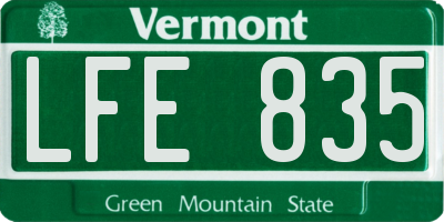 VT license plate LFE835