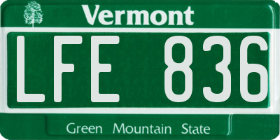 VT license plate LFE836