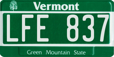 VT license plate LFE837