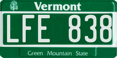 VT license plate LFE838