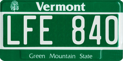 VT license plate LFE840