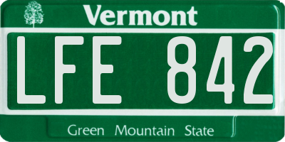 VT license plate LFE842