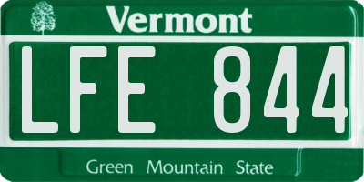 VT license plate LFE844