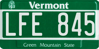 VT license plate LFE845