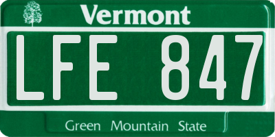 VT license plate LFE847