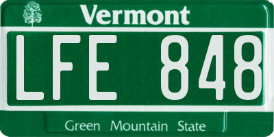 VT license plate LFE848
