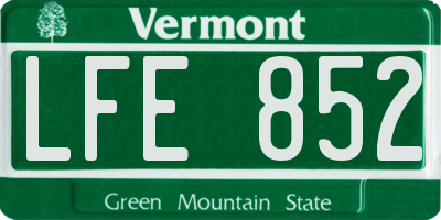VT license plate LFE852