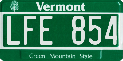 VT license plate LFE854
