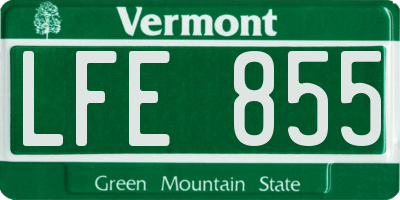 VT license plate LFE855