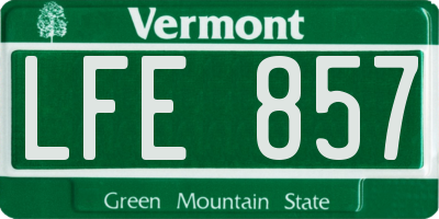 VT license plate LFE857