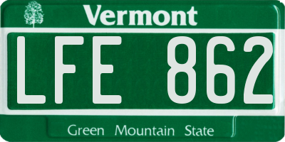 VT license plate LFE862