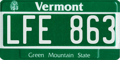 VT license plate LFE863