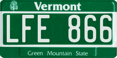 VT license plate LFE866
