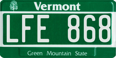 VT license plate LFE868