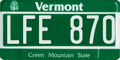 VT license plate LFE870
