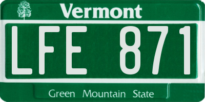 VT license plate LFE871